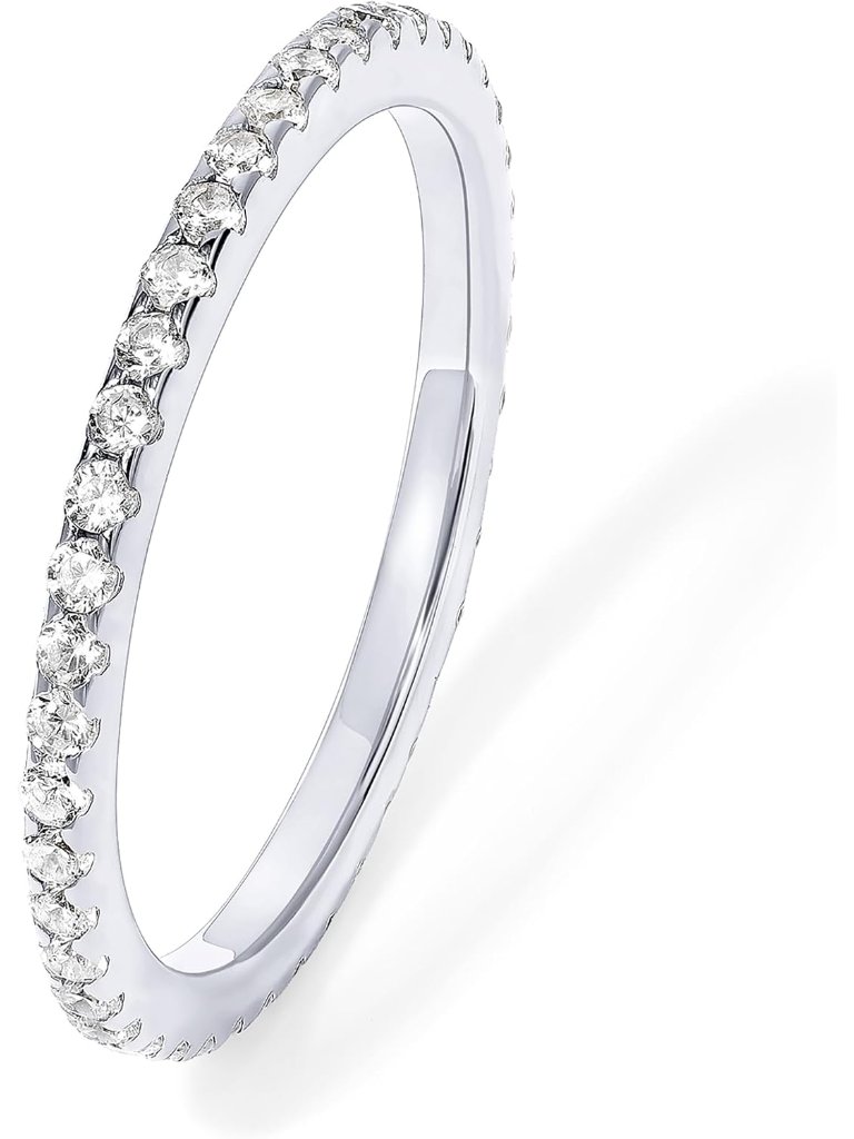 Eco-Friendly Gold Plated Sterling Silver Eternity Band Ring With Cubic Zirconia